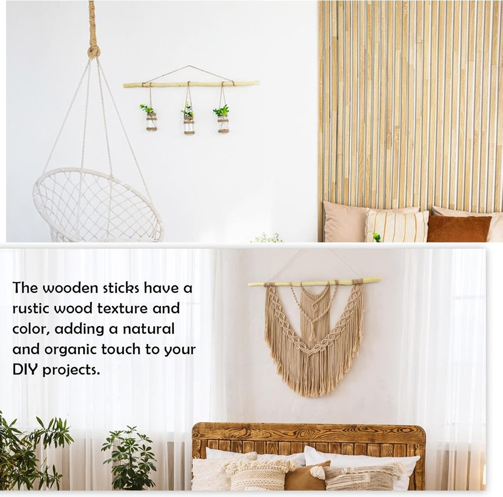 50Pcs Natural Twigs, Driftwood Branches, Unfinished Timber Rods for Model Making, Home Decor & Art Supplies (White 40CM)