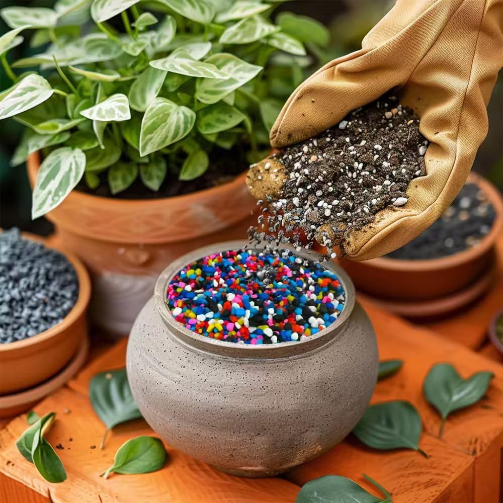 HappyFiller Mix Colored & Black Pea Gravel,Colorful Pearlized Stones for Succulent Cactus Aloe Plants, Bonsai Soil Cover,Terrarium Fairy Garden Landscape,Vase Fillers,Fish Bowl,Home Decor,3-6mm
