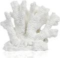 Coral Beach Decor, 7'' High x 8.6'' Width Artificial Resin Coral Reef Statue for Ocean Coastal Beach Nautical Themed Room Bathroom Decor for Home,RB1005W,White