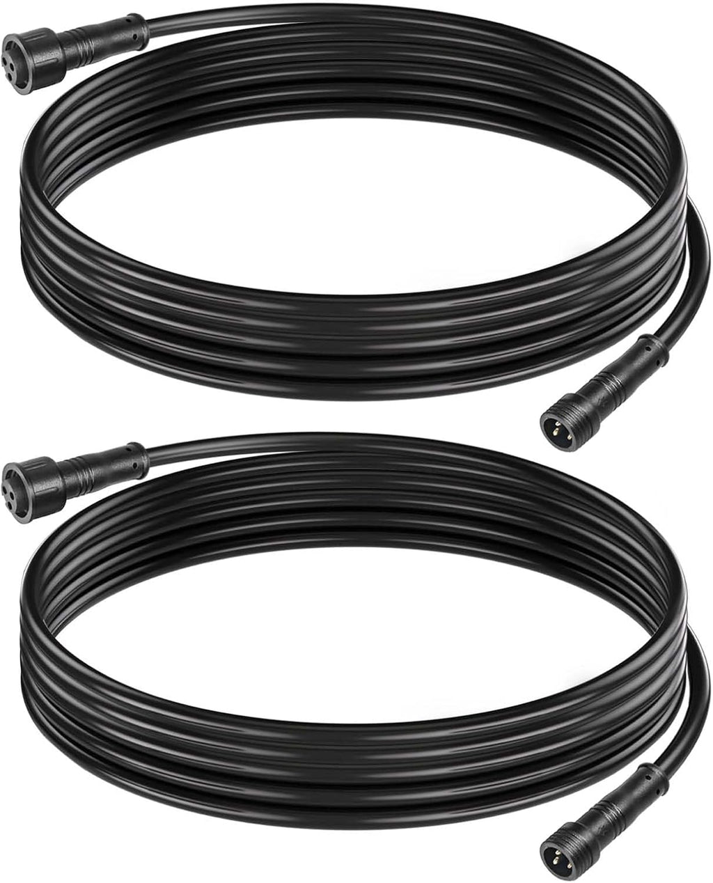MAD OWL 3 Pin Waterproof LED Wire Connector, 22 AWG 118.1 inch/3M IP68 Male and Female Heads Extension Cable for Indoor and Outdoor LED Strip Light(2 Strip Black)