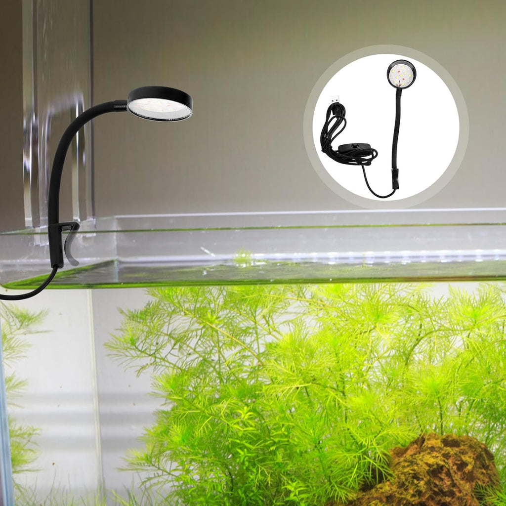 Gadpiparty Clip Aquarium LED Light Rotatable Compact Fish Tank Lamp with Bright LED for Mariculture and Plant Growth Lighting for Reef Tanks and Reptile Farming