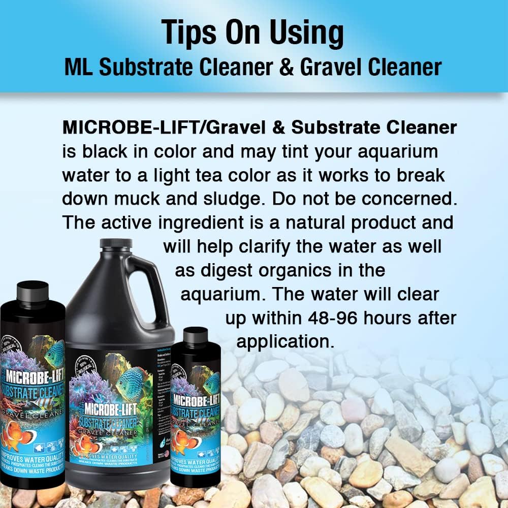 Microbe-Lift Gravel & Substrate Cleaner for Saltwater Aquarium and Freshwater Tanks, Tank Cleaner and Aquarium Water Conditioner, Clarifies Water, Reduces Sludge, Aquarium Supplies, 16 Ounces (GSC16)