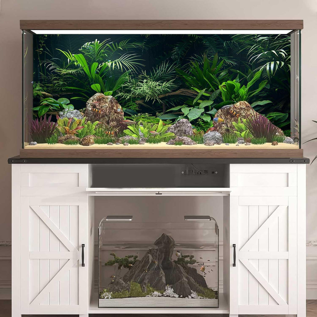 Aquarium Background, Aquatic Plant River Bed & Lake Tropical Undersea Tree Branch Fish Tank Background, 6 EVA Double-Sided Tapes 48x24 inches/120x60