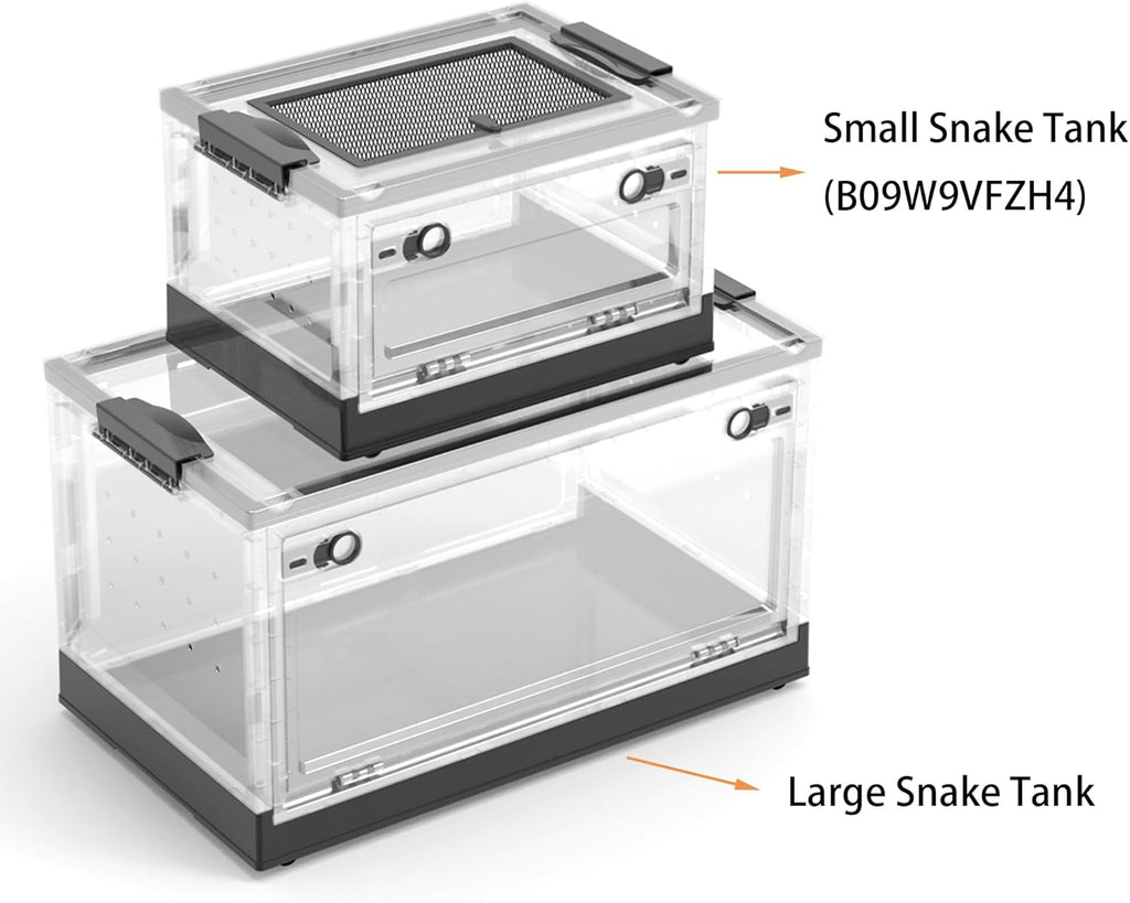 Large Snake Reptile Tank Amphibians Habitat Cages Sliding Screen Top for Lizard,Gecko, Frog, Hamster Animals(21.65"x12.6"x12.2") (Black)