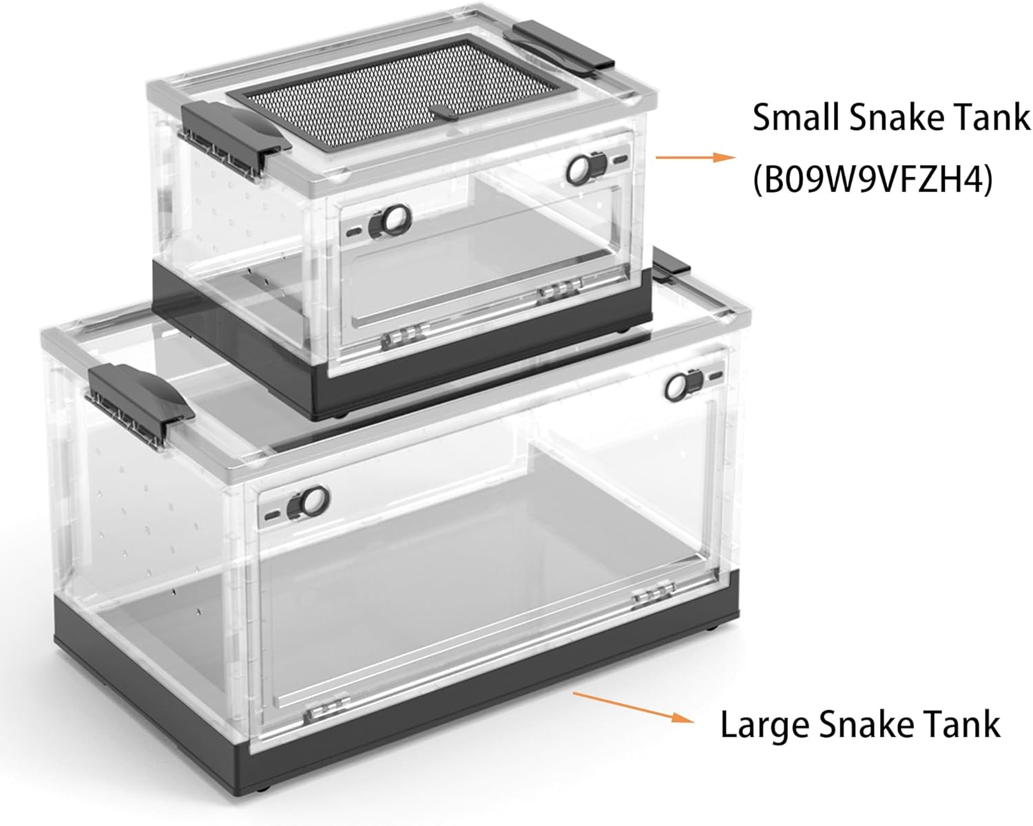 Large Snake Reptile Tank Amphibians Habitat Cages Sliding Screen Top for Lizard,Gecko, Frog, Hamster Animals(21.65"x12.6"x12.2") (Black)