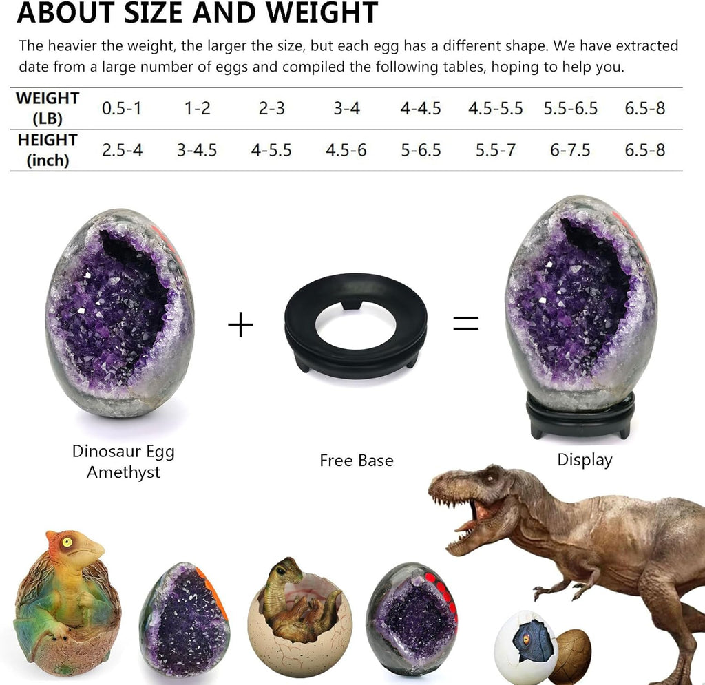 Amethyst Crystal Geode Dinosaur Egg Rock Quartz Cluster Natural Raw Purple Amethyst Stone Real Healing Crystals 3-3.5LB