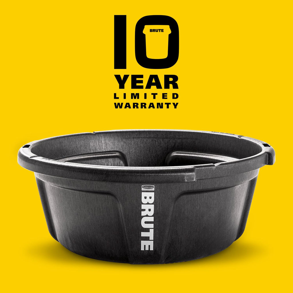 Rubbermaid Commercial Products Brute 6-Gallon Animal Pan Feeder, RigidCell Construction, Stackable Livestock Feed Bowl, Made in USA