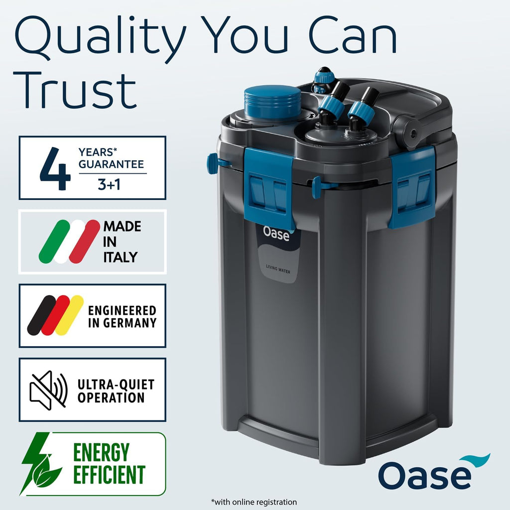 OASE BioMaster 2 Thermo 350 Canister Filter for Aquariums – External Aquarium Filter with Built-in Heater – EasyClean Pre-Filter, Quiet Operation – Freshwater & Saltwater, Up to 90 Gallons