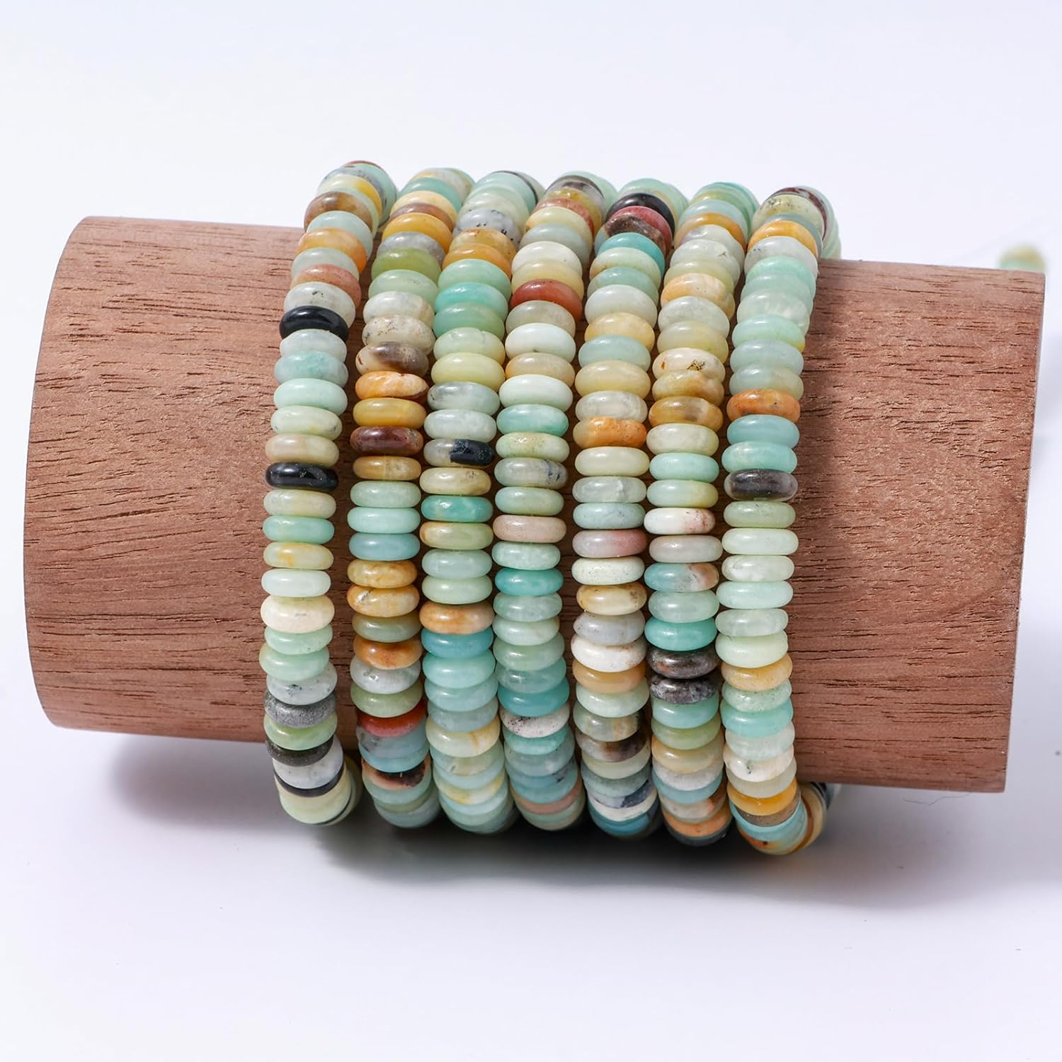 Natural Amazonite Disk Stone Spacer Beads 6x2mm 38cm/str Flat Rondelle Loose Semi Gemstone Caps for Making Bracelets Necklace