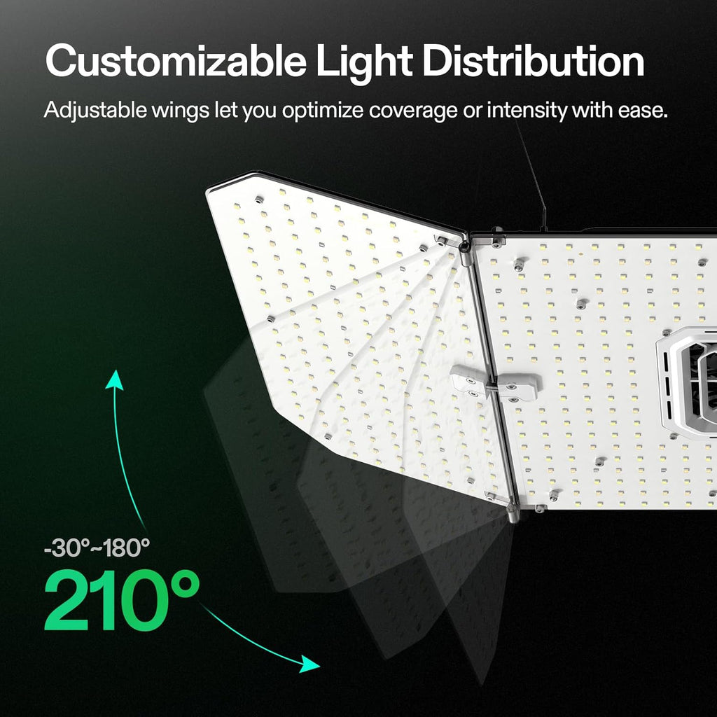 VIVOSUN AeroLight Wing AW200SE, LED Grow Light 200W with Integrated Circulation Fan, Compatible with App, Used with Growhub Controller E42A/E25 to Achieve More Functions for 2x4/3x3 Grow Tent