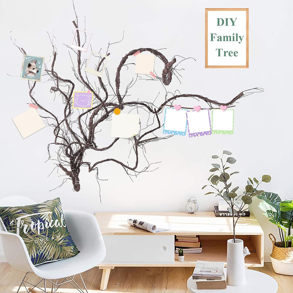 300cm/118inch Bendable Brown Small Artificial Tree Branches Fake Tree Trunk Garland Rattan Wreath Cherry Blossom Grape Vines Floral for Wall Hanging Front Door Reptile Habitat Decoration