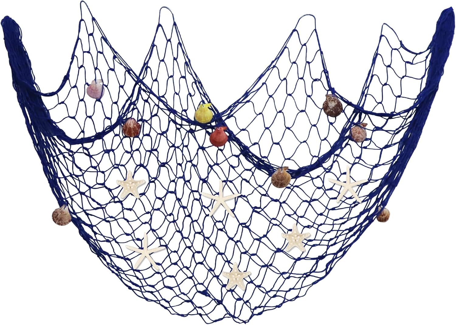 Fangoo 79x39 Inch Nautical Fishing Net Wall Decorations for Under the Sea Party with Shells and Starfish Crafts Bathroom Ceiling Table Decor for Beach Ocean Pirate Wedding Themed Party (blue)