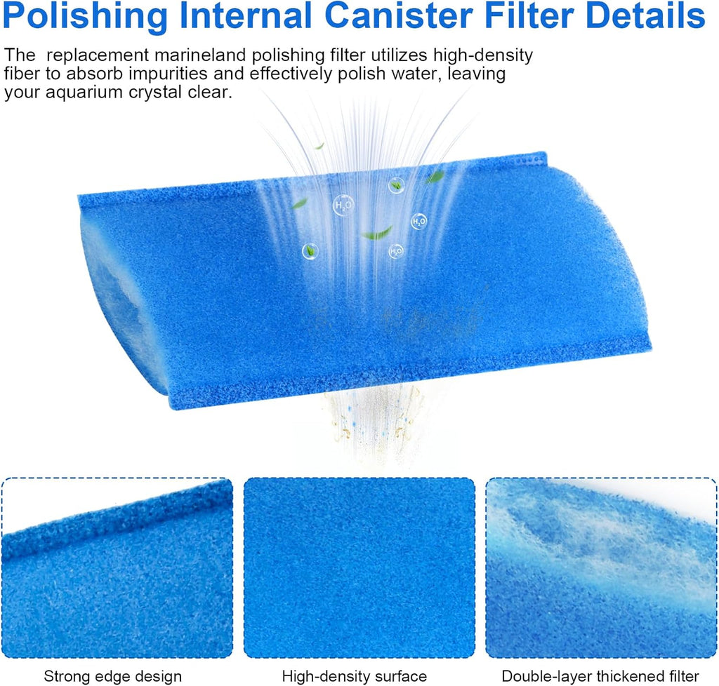 Polishing Internal Canister Filter Compatible with MarineLand Magnum Polishing Internal Filter JH Cartridge, ML90769 Aquarium Fish Tank JH Floss Sleeve Filters - 10 Pack