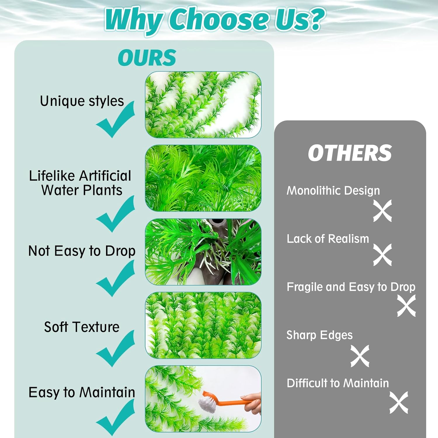 Hamiledyi Aquarium Plastic Plants Aquarium Decor Artificial Fish Tank Plants,Tall Fish Tank Decorations, Extra Large Aquarium Plant 20.4-inch Tall,2PCS