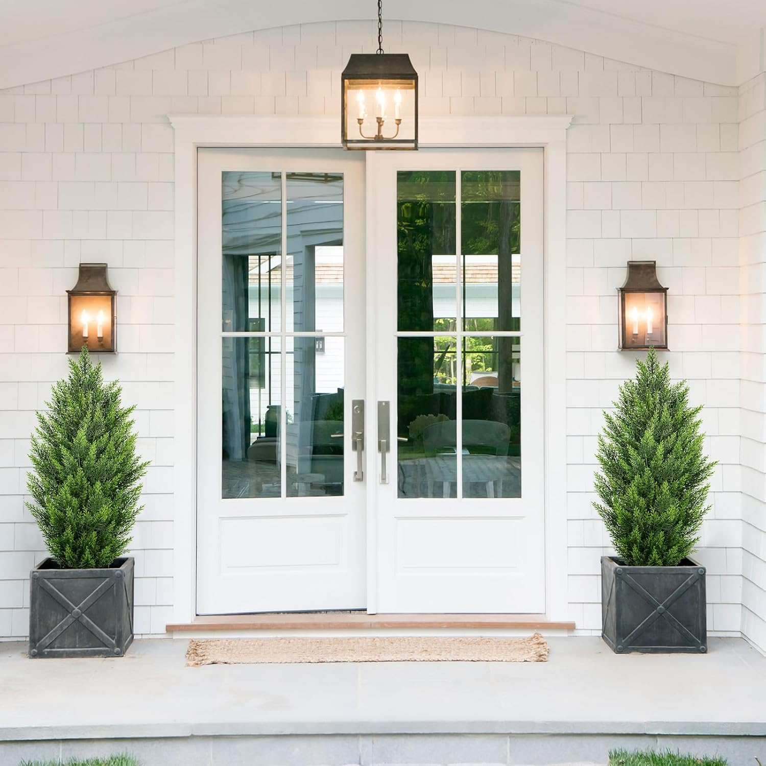 Briful 3ft Cedar Topiary Trees Artificial Outdoor Set of 2, Realistic Faux Cedar Pines with Pots, UV Resistant Christmas Greenery for Holiday Decor, Indoor Farmhouse Entryway Patio Door Plants