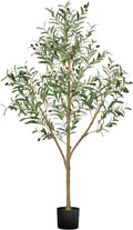 VEVOR 5FT Artificial Olive Tree with Black Pot, Tall Fake Tree with Natural Wood Trunk & Realistic Green Leaves and Fruits, Indoor Faux Plant for Home, Office, Living Room, Corner Decor