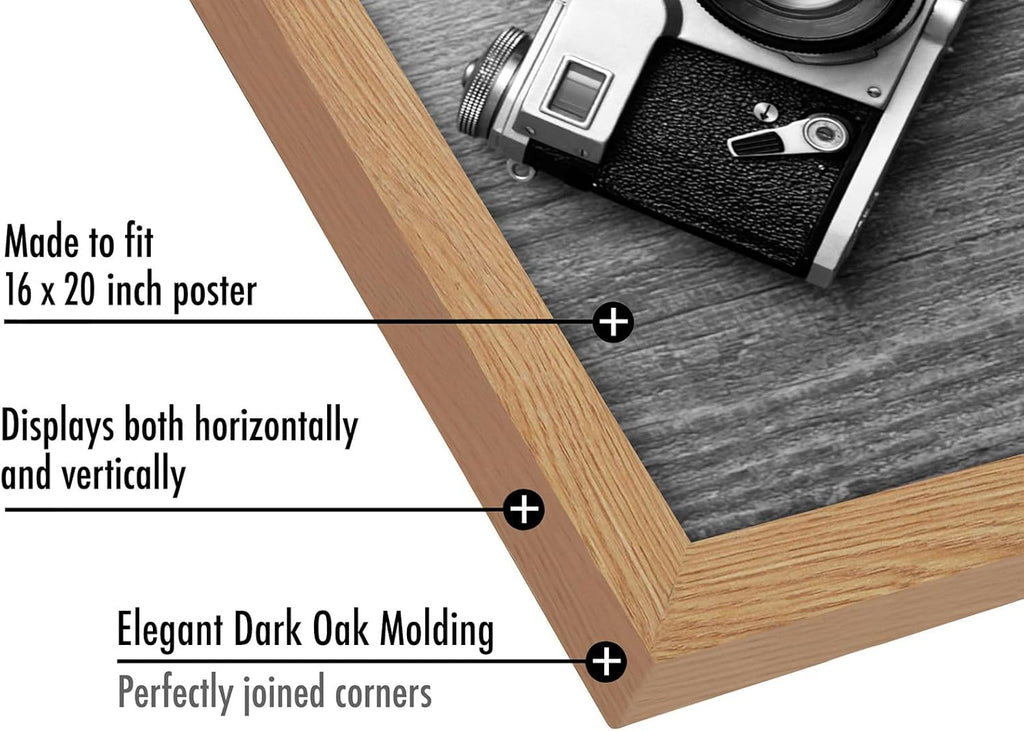 Americanflat 16x20 Picture Frame with Polished Plexiglass - Wide Picture Frames Made of Engineered Wood for Vertical or Horizontal Wall Display - Epic Collection - Dark Oak