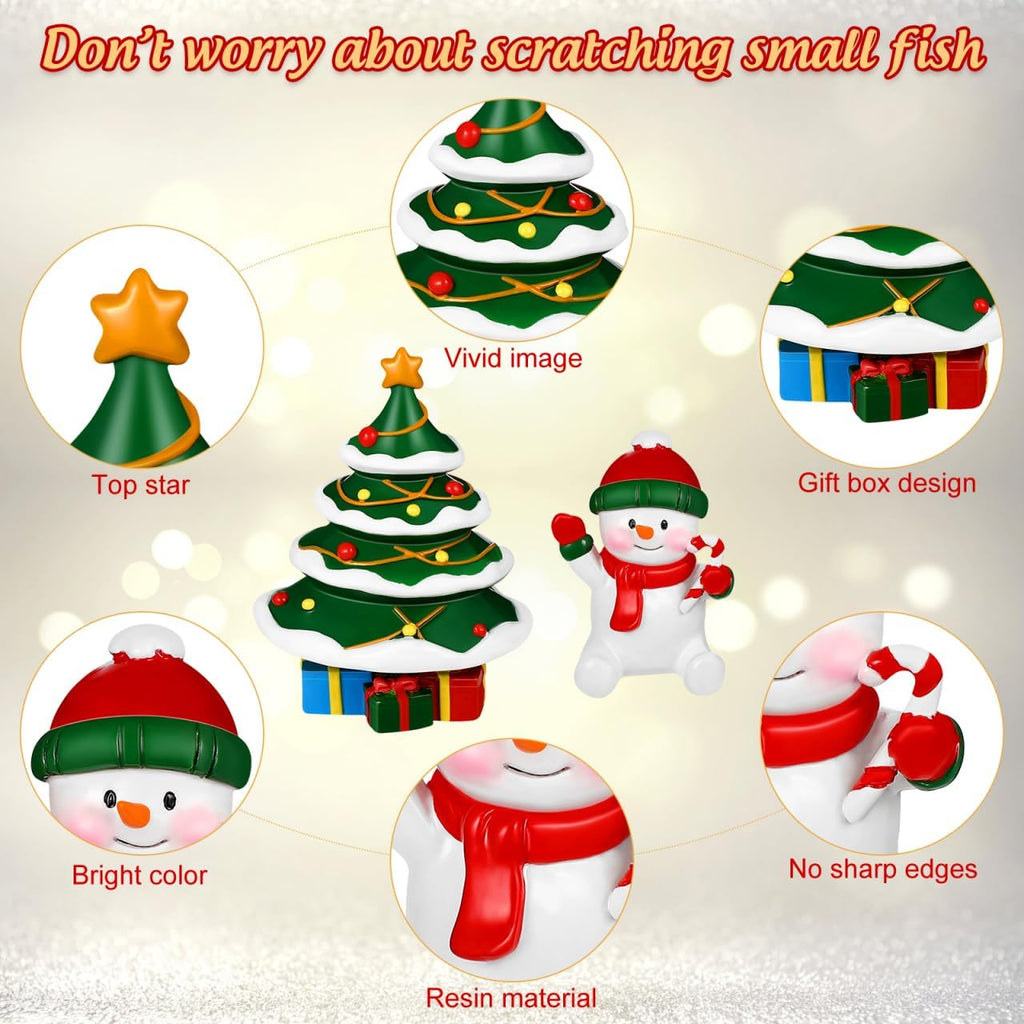 POPETPOP 2Pcs Christmas Aquarium Decorations- Resin Fish Tank Christmas Tree Snowman Decoration Micro Landscape Ornaments for Holiday Fish Tank Supplies Table Decor