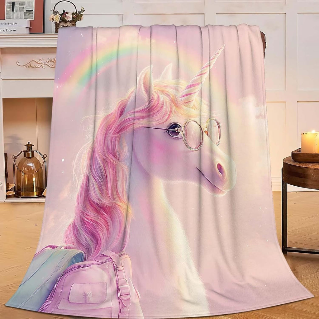 Unicorn Throw Blanket Funny Unicorn Rainbow Stuff Gifts for Kids Girls Boys Adults Women Man Soft Cozy Warm Plush Fluffy Fuzzy Fleece Blanket Decor 40''X50''