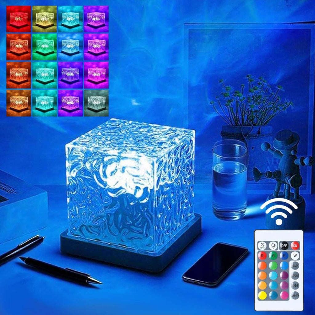 Northern Lights Ocean Wave Projector Light, Galaxy Light Projector, 16 Colors Gradual Rotating Flame Water Ripple Ambient Night Light Non-Wood for Bedroom, Room Decor, Kids Room (RC)