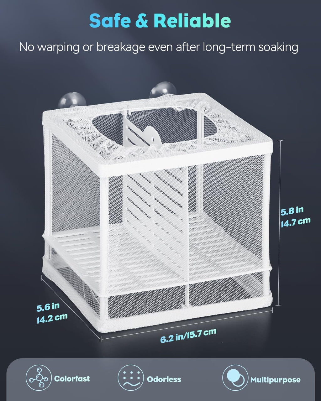 Pawfly Aquarium Breeder Net with Nylon Mesh & Suction Cups - Small Isolation Box for Baby Fish & Shrimp