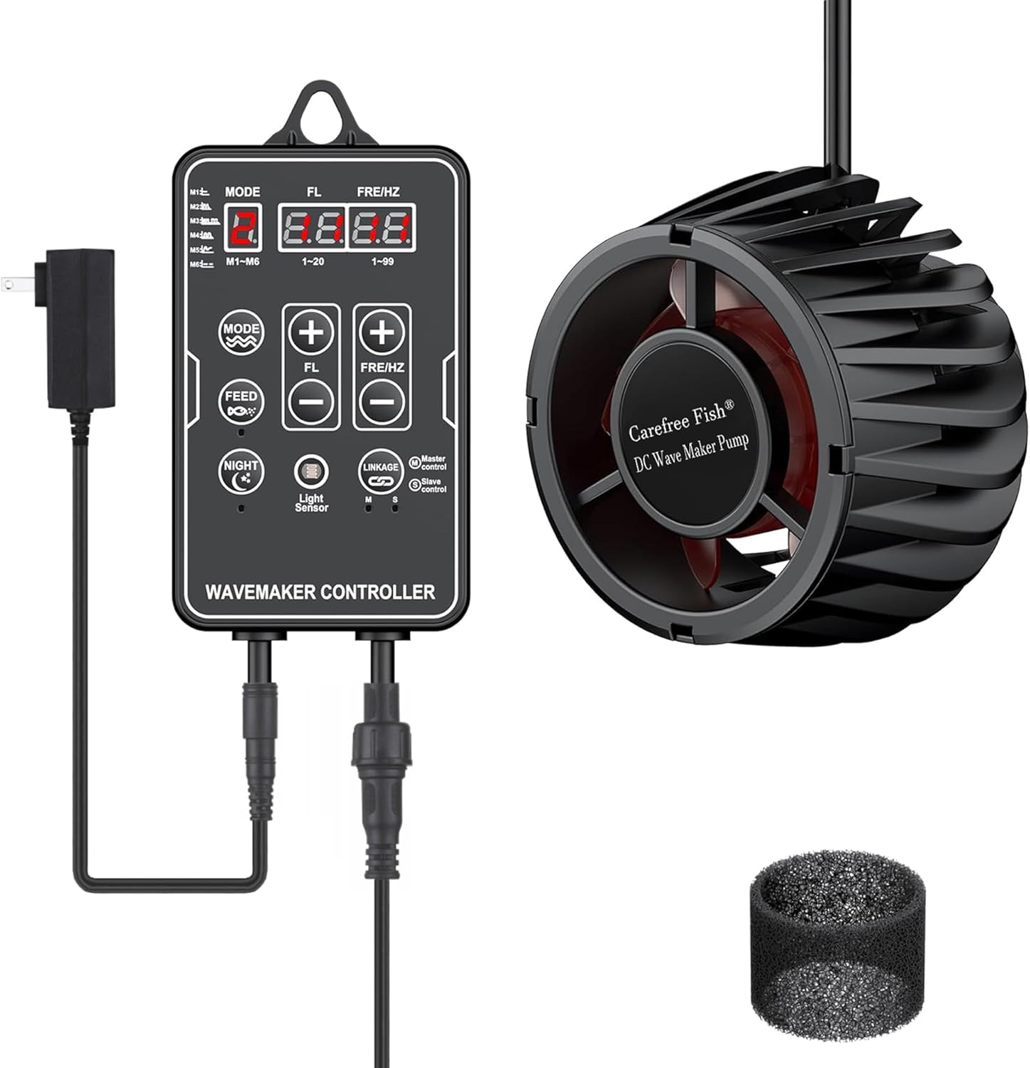 Carefree Fish Aquarium DC24V Magnetic Wave Maker 2200Gph 10W with Digital Led Display Controller Quiet and Powerful Powerhead Variable Frequency Circulation Pump for Freshwater and Saltwater