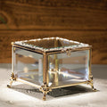Glass Vintage Jewelry Box Keepsake storage Trinket Ring Display Box Home Decor Beveled Clear Glass Box Organizer(4.6x4.6x3.2Inches)