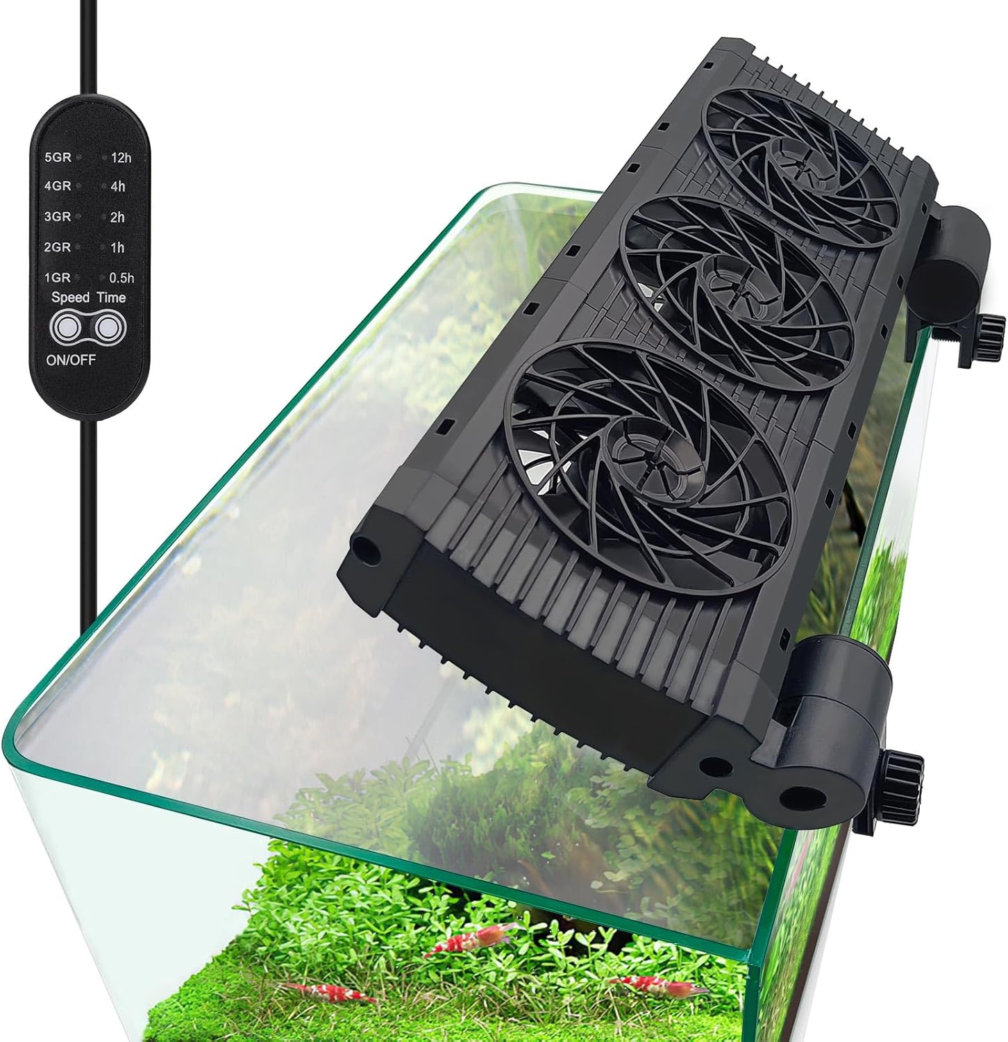 Upgrade Aquarium Fan with Memory Function,Fish Tank Cooling Fan,Aquarium Cooler Water Chiller for Axolotl Betta Fish Accessories with Adjustable Speed and Timer(3 fan)