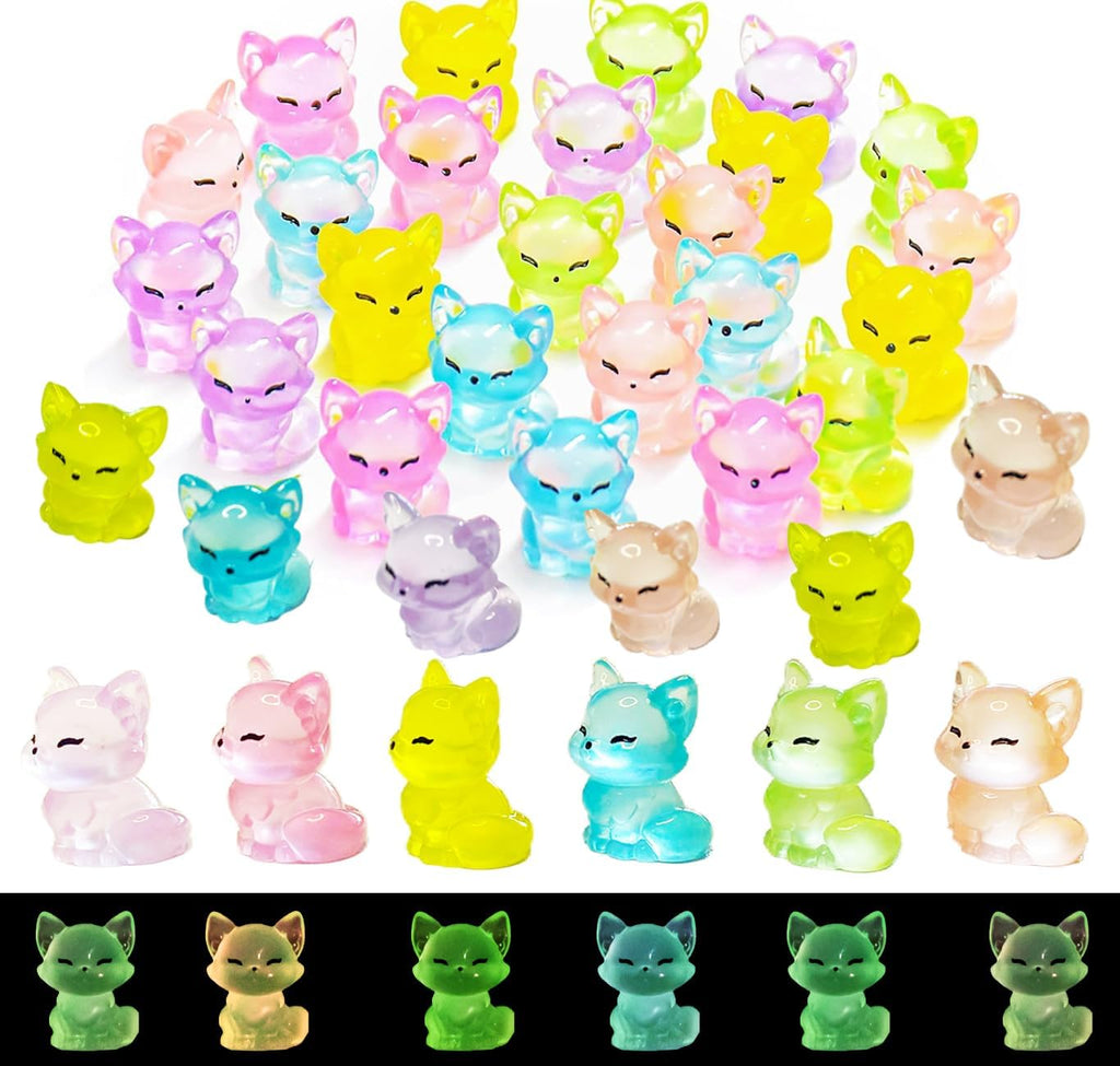 30PCS Mini Fox Decor for Dollhouse Resin Animal Tiny for Crafts Micro Miniature Foxs for Fairy Garden Dollhouse Micro Landscaping Decoration (Fox 2)