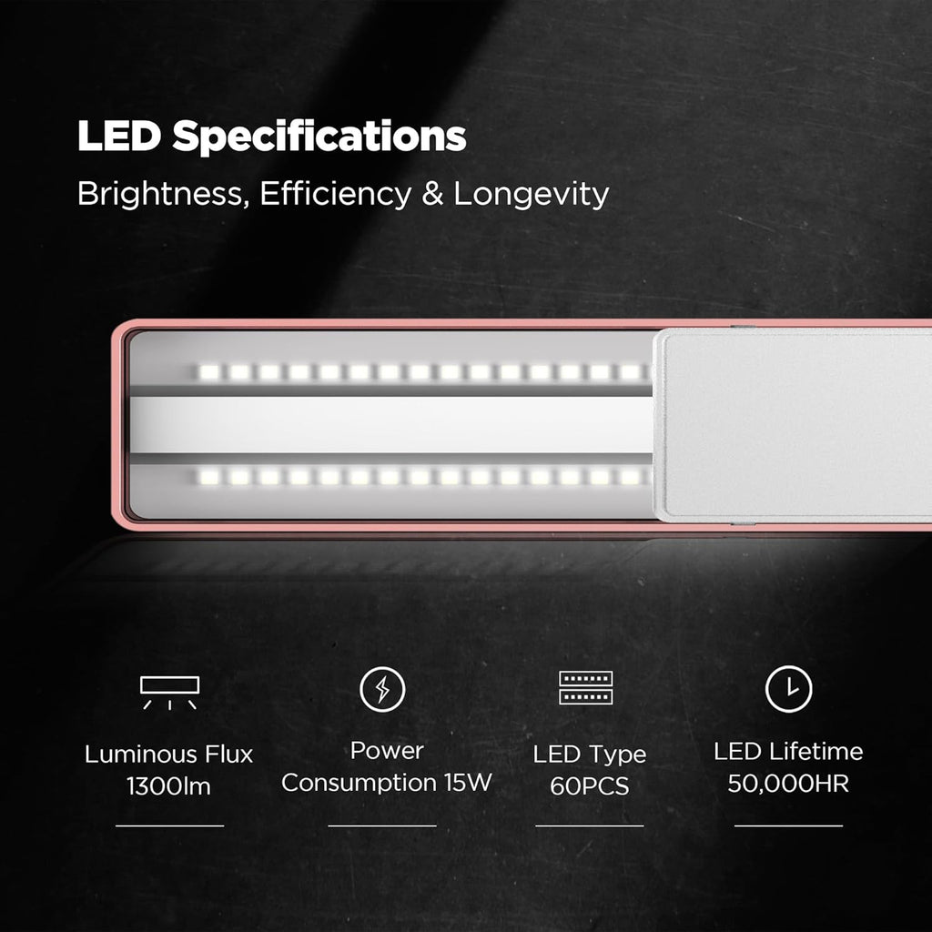 ONF Flat Nano 15W Full Spectrum Aquarium Light, 4 Level Dimmable Plant Light, IP54 Waterproof Freshwater Use Only, Suitable for 2-9 Gallon Rimless Fish Tanks, Terrariums, & Potted Plants, Rose Gold