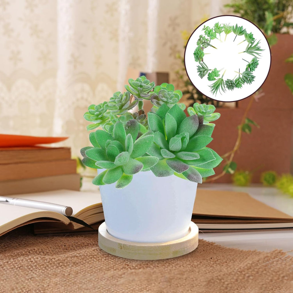 LUOZZY 15 Pcs Mini Fake Succulents Unpotted Realistic Faux Greenery for Wedding Home Decor Tiny Fake Plants for DIY Crafting and Party Centerpieces