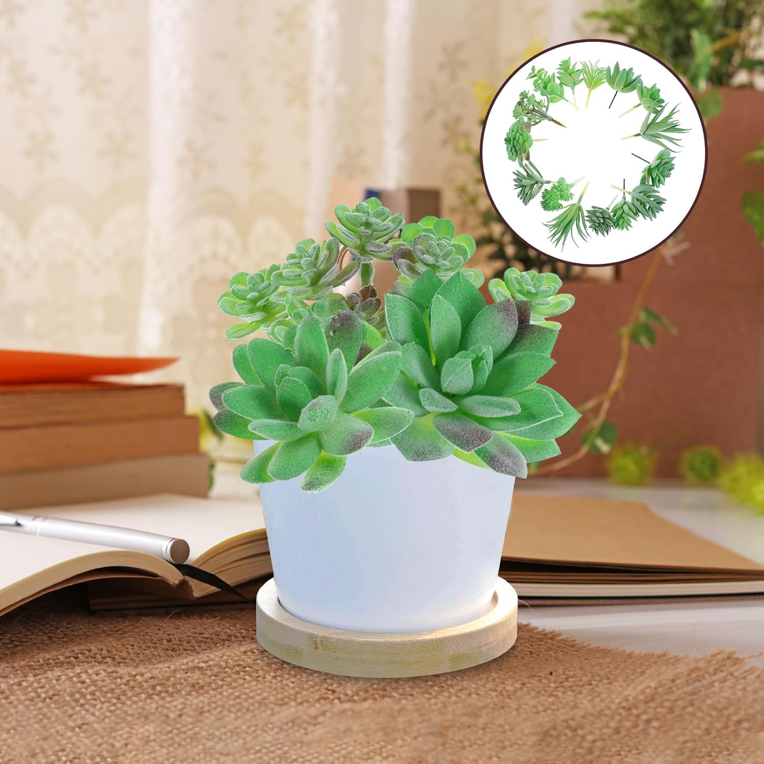 LUOZZY 15 Pcs Mini Fake Succulents Unpotted Realistic Faux Greenery for Wedding Home Decor Tiny Fake Plants for DIY Crafting and Party Centerpieces