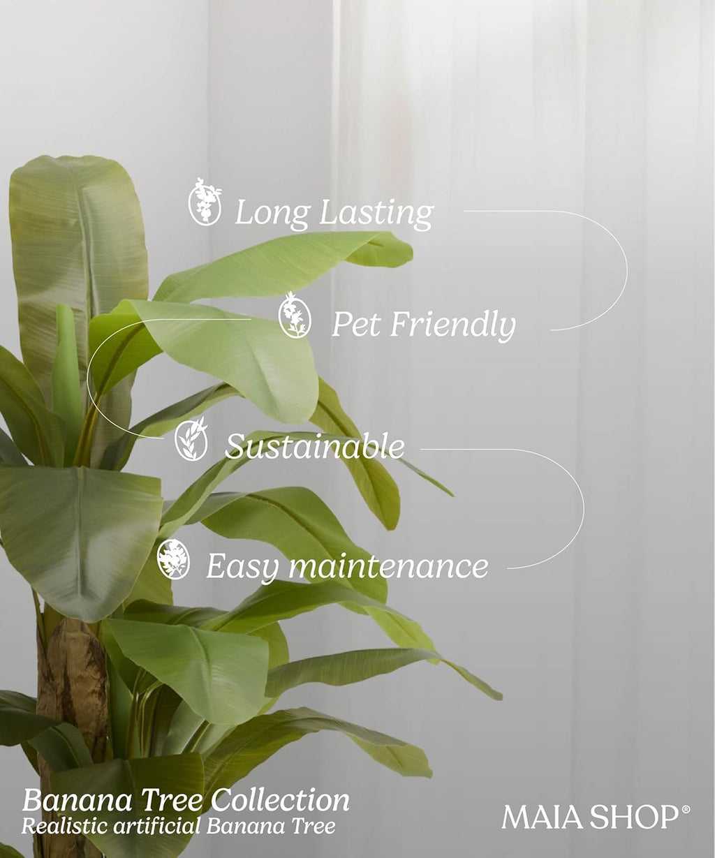 Maia Shop 2 Pack, 7ft Artificial Banana Tree Plant for House, Apartment or Office – Realistic Fake Indoor Plants for Living Room, Kitchen, Bedroom, Entryway or Bathroom – Faux Greenery for Home Décor