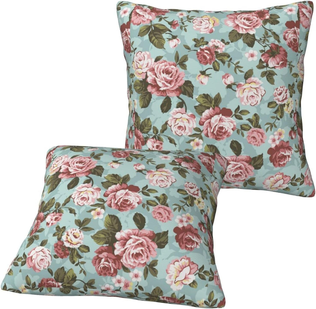 Blush Pink Rose Throw Pillow Covers Set of 2 Ultra-Soft All-Season Pillow Shams with Hidden Zipper,Durable for Sofa Bed Car Decor & Gift 18x18IN