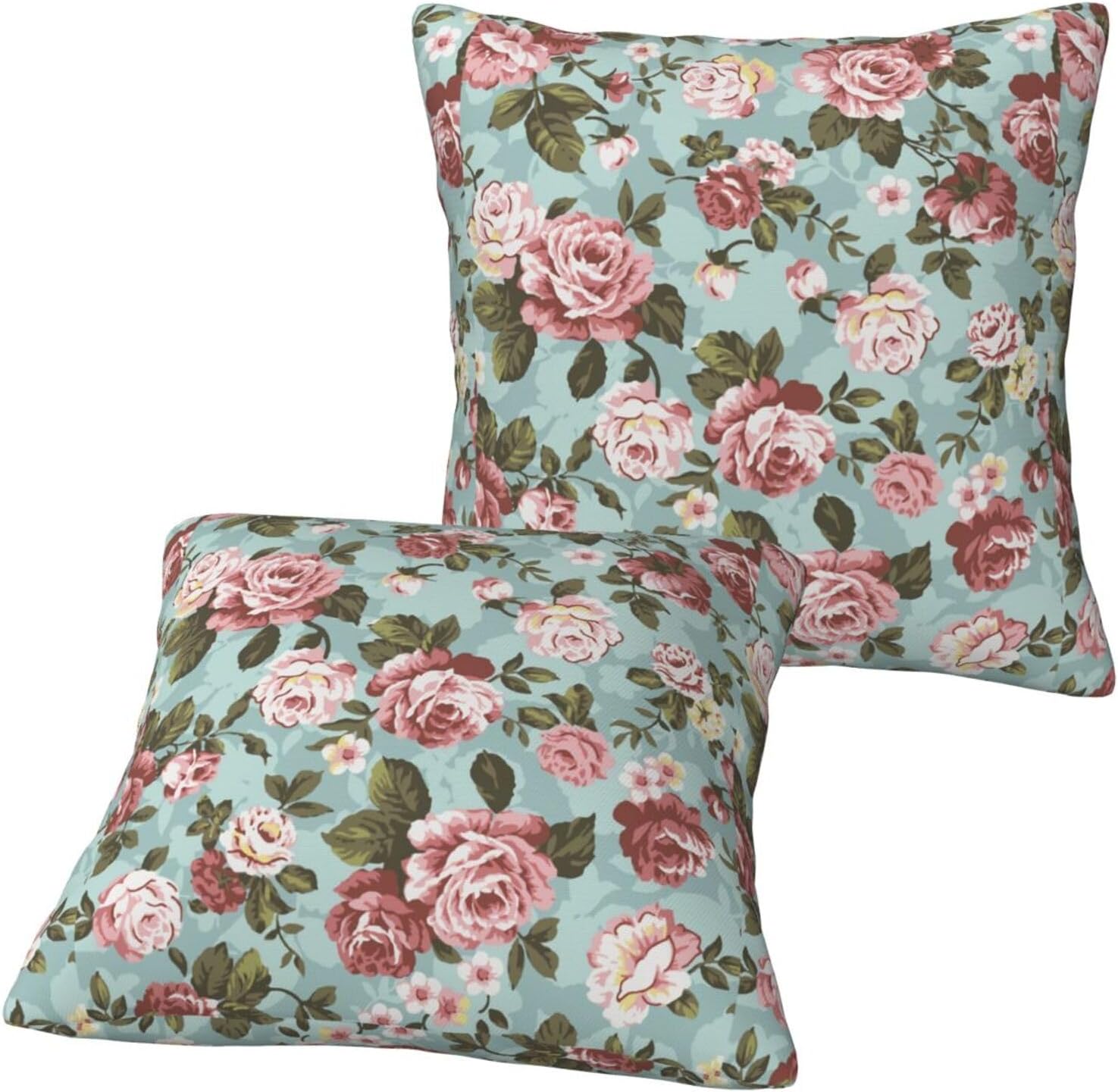 Blush Pink Rose Throw Pillow Covers Set of 2 Ultra-Soft All-Season Pillow Shams with Hidden Zipper,Durable for Sofa Bed Car Decor & Gift 18x18IN