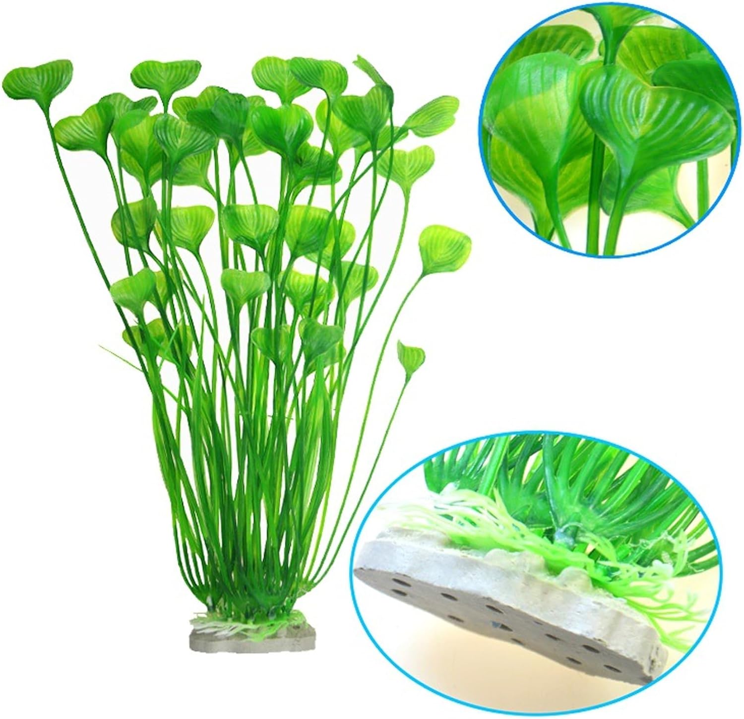 2PCS Aquarium Decor Plastic Plants, Large 16 Inches Artificial Fish Tank Plants (Green)