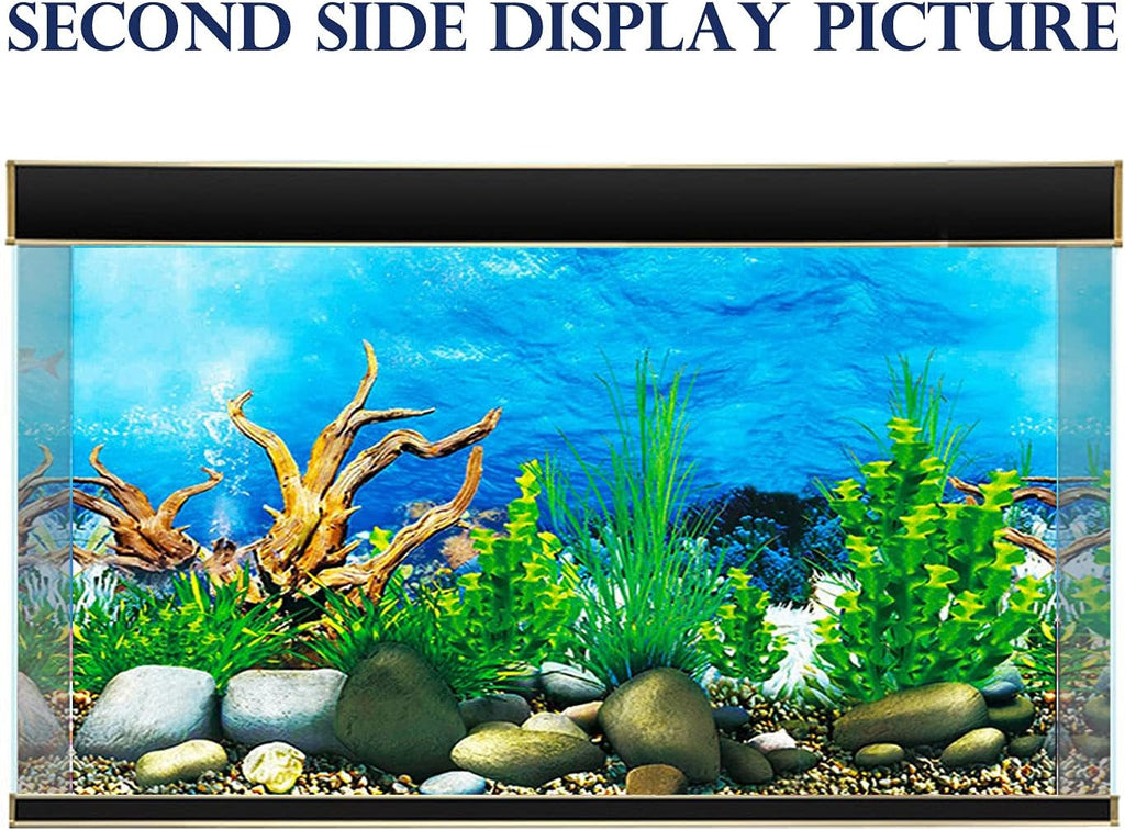 ELEBOX Aquarium Background Sticker Paper 3D Double-Sided Wallpaper Fish Tank Decorative Pictures Underwater Backdrop Image Decor 16"x 40"