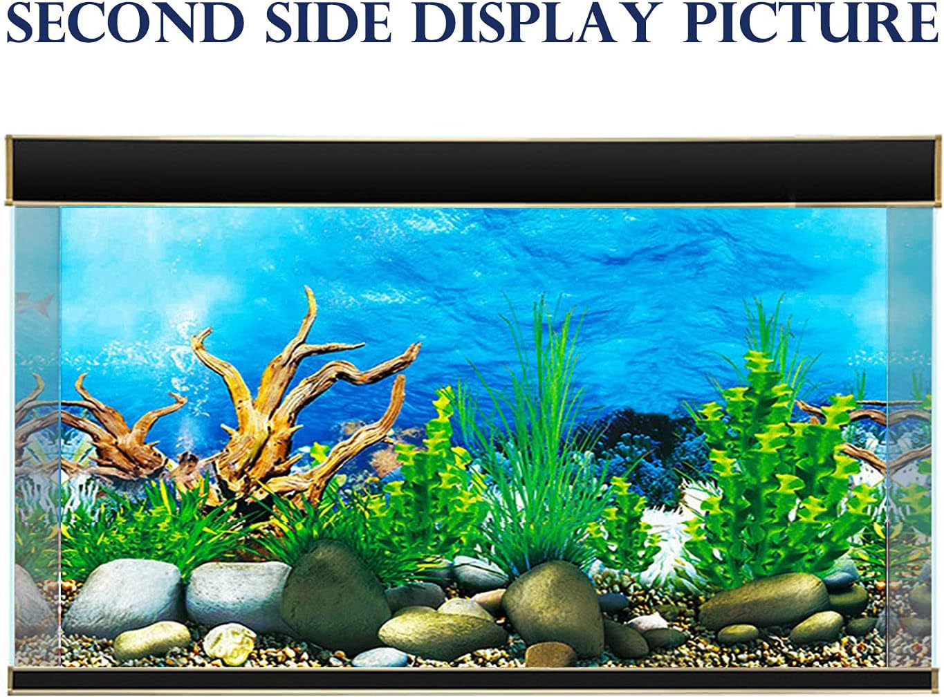 ELEBOX Aquarium Background Sticker Paper 3D Double-Sided Wallpaper Fish Tank Decorative Pictures Underwater Backdrop Image Decor 16"x 40"