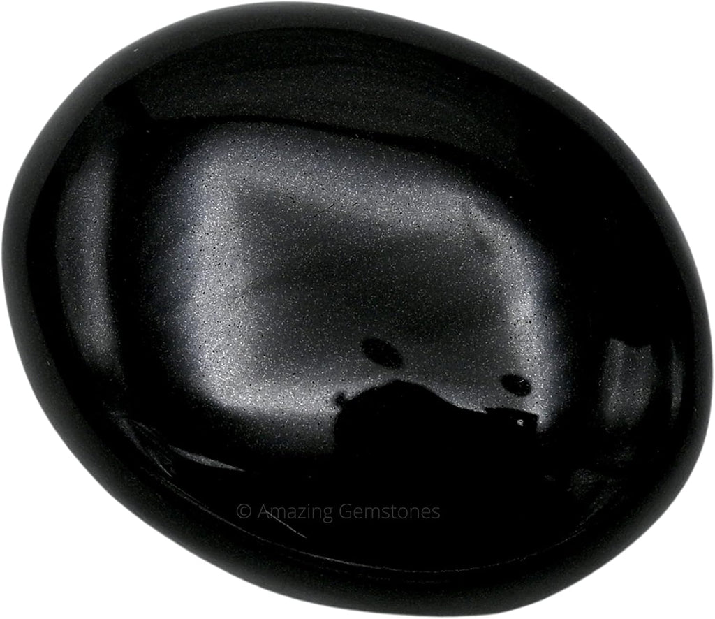 Amazing Gemstone Black Agate Crystals and Healing Stones - Large Palm Stone Crystals Piedra - Crystal for Good Luck, Balanced Positive Energy, Meditation - Unique Stocking Stuffers, Gifts for Women