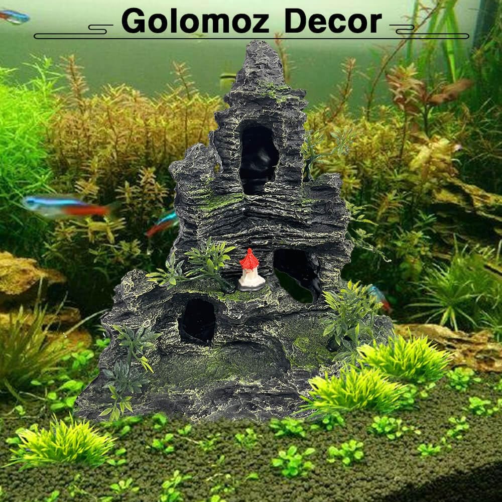 Aquarium Decorations Large and Tall Large Aquarium Decoration for Fish Tank Decorations Fish Tank Ornaments Mountain View Stone Ornament Tree Rock Cave Artificial Fishtank Ornament