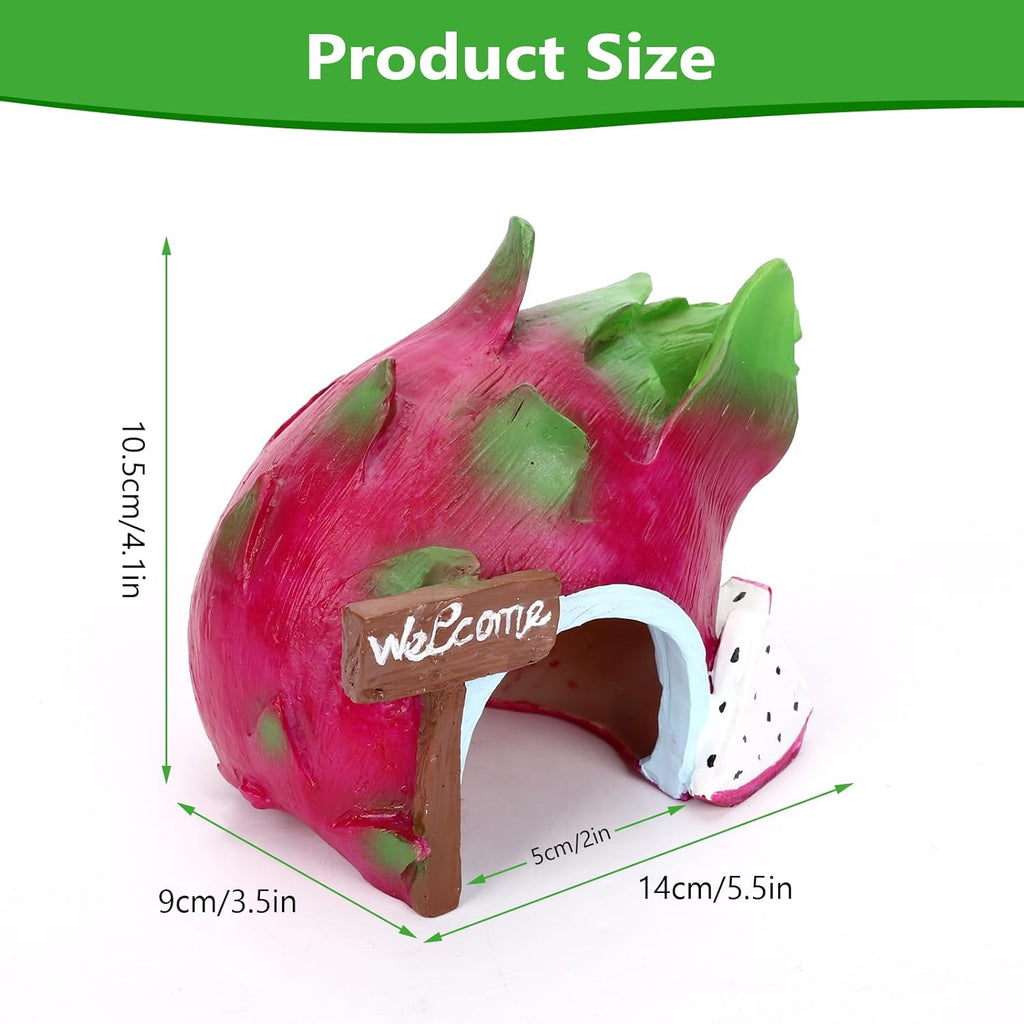Dragonfruit Aquarium Decoration Resin-Exotic Fruit Fish Tank Ornament with Hollow Interior for Hiding-Approx. 5.5" L x 3.5" W x 4.1" H(Dragonfruit)