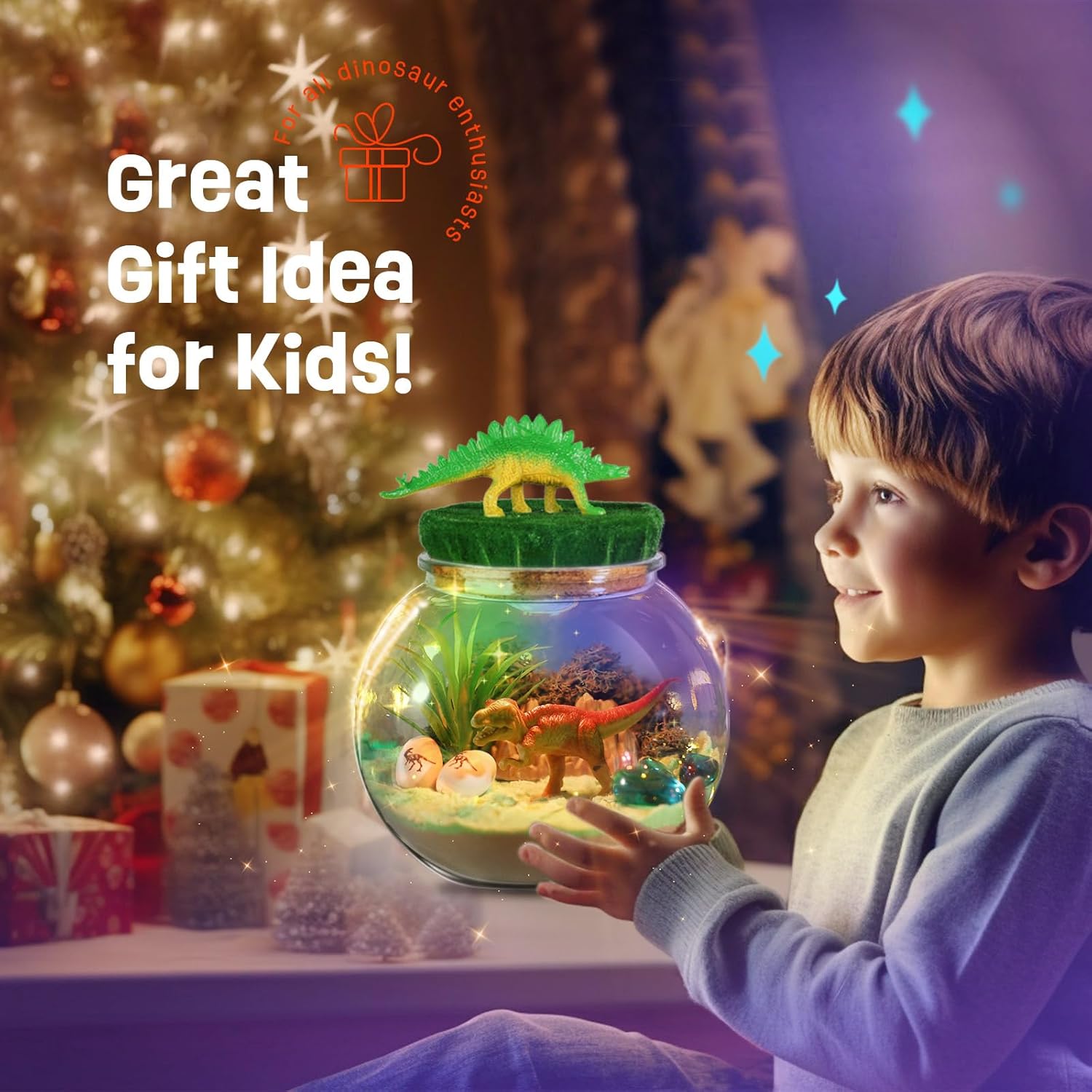 Dinosaur Toys for Kids - Dinosaurs Terrarium Kit for Kids - Birthday Christmas Gifts for Boy Ages 4 5 6 7 8-12 Year Old - DIY Dino Toys for Boys - Arts and Crafts Kit for Kid