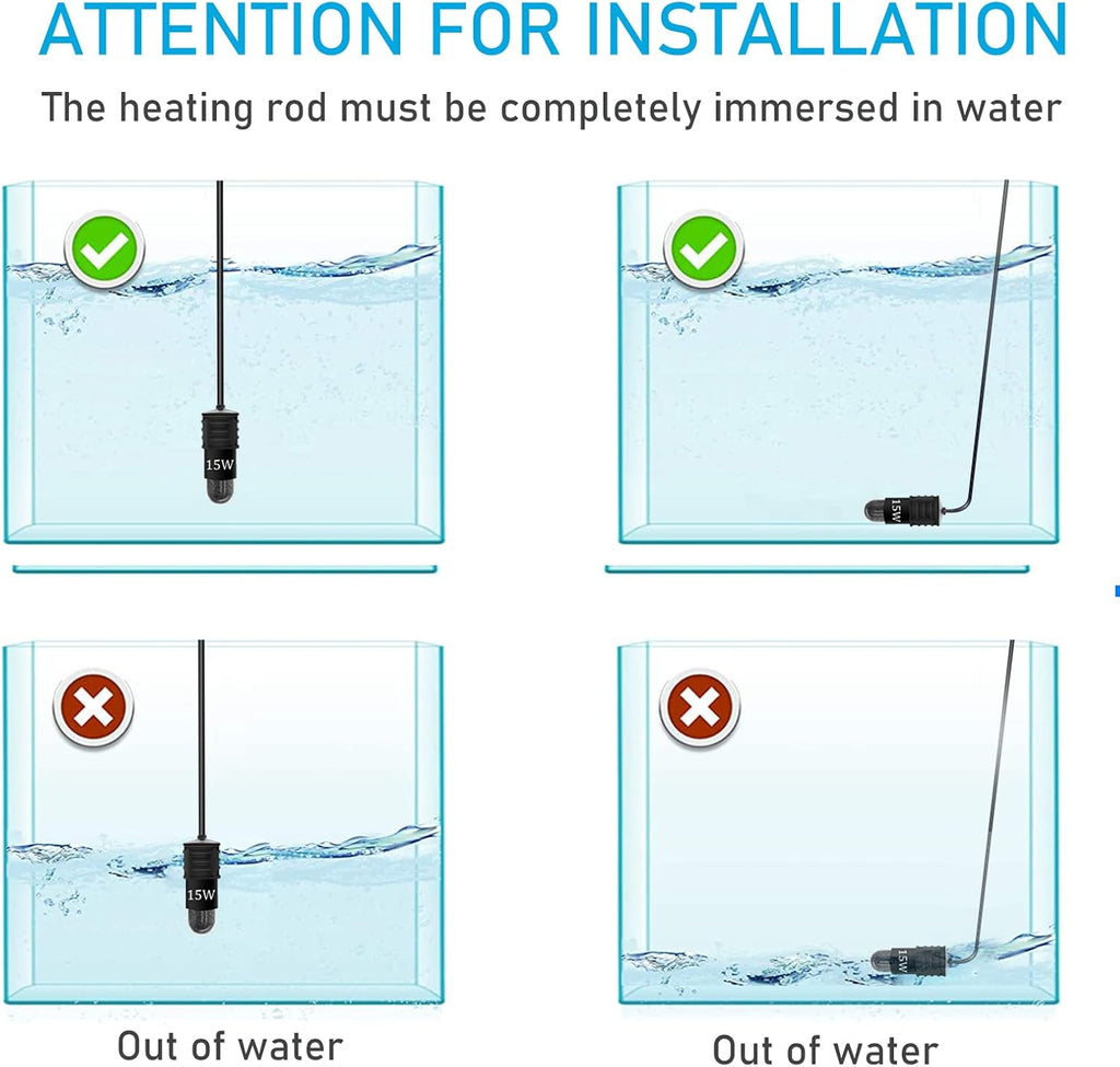 YukiHalu Super Mini Aquarium Heater, 10W 20W 30W Adjustable Fish Tank Heater with External Controller, Overheating Protection, LED Display, Used for 0.5-5 Gallons(30 watts)