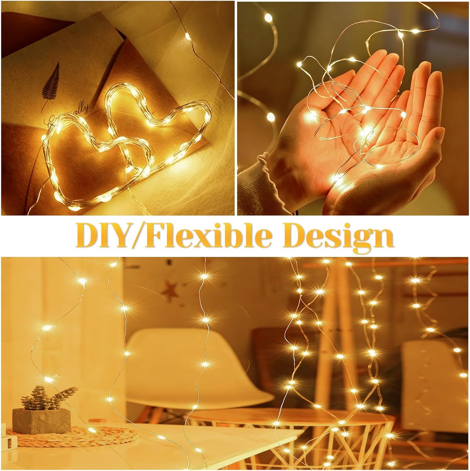 200 LED 67Ft Fairy Lights Battery Operated with Remote，Waterproof String Lights for Indoor & Outdoor,8 Modes Christmas Lights for Christmas Tree,Bedroom, Party,Wedding Decor