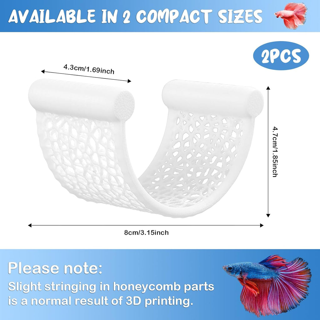 2 Pack Floating Betta Hammock Leaf Bed – Resting Platform for Betta Fish, Shrimp & Small Fish | Compact Aquarium Decor for Nano Tanks, Low Flow Aquariums & Aquascape Setup (White)