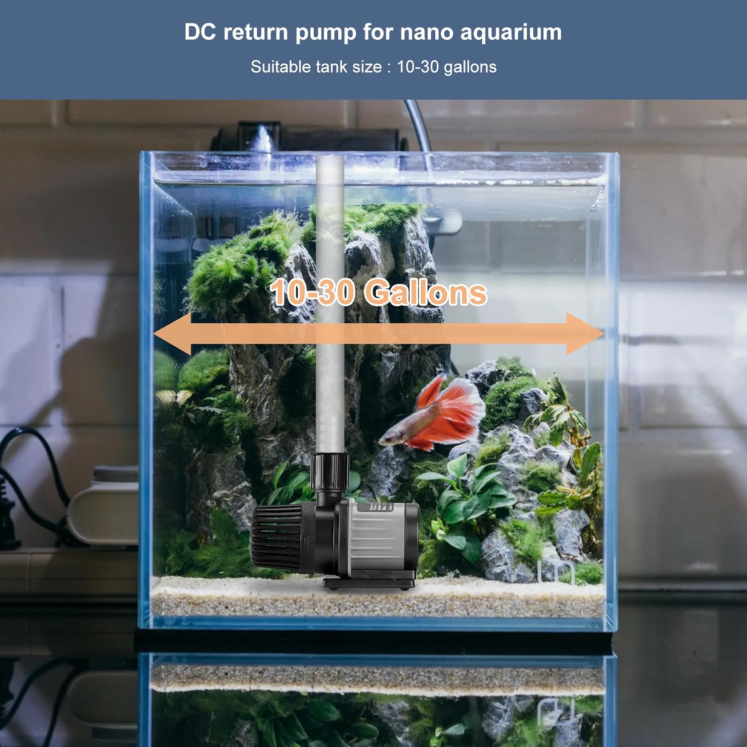 310GPH Nano Aquarium DC Pump With Controller,12W Small DC24V Return Pump for small fish tank,5ft max lift,submersible and inline mini water pump for saltwater and fresh water