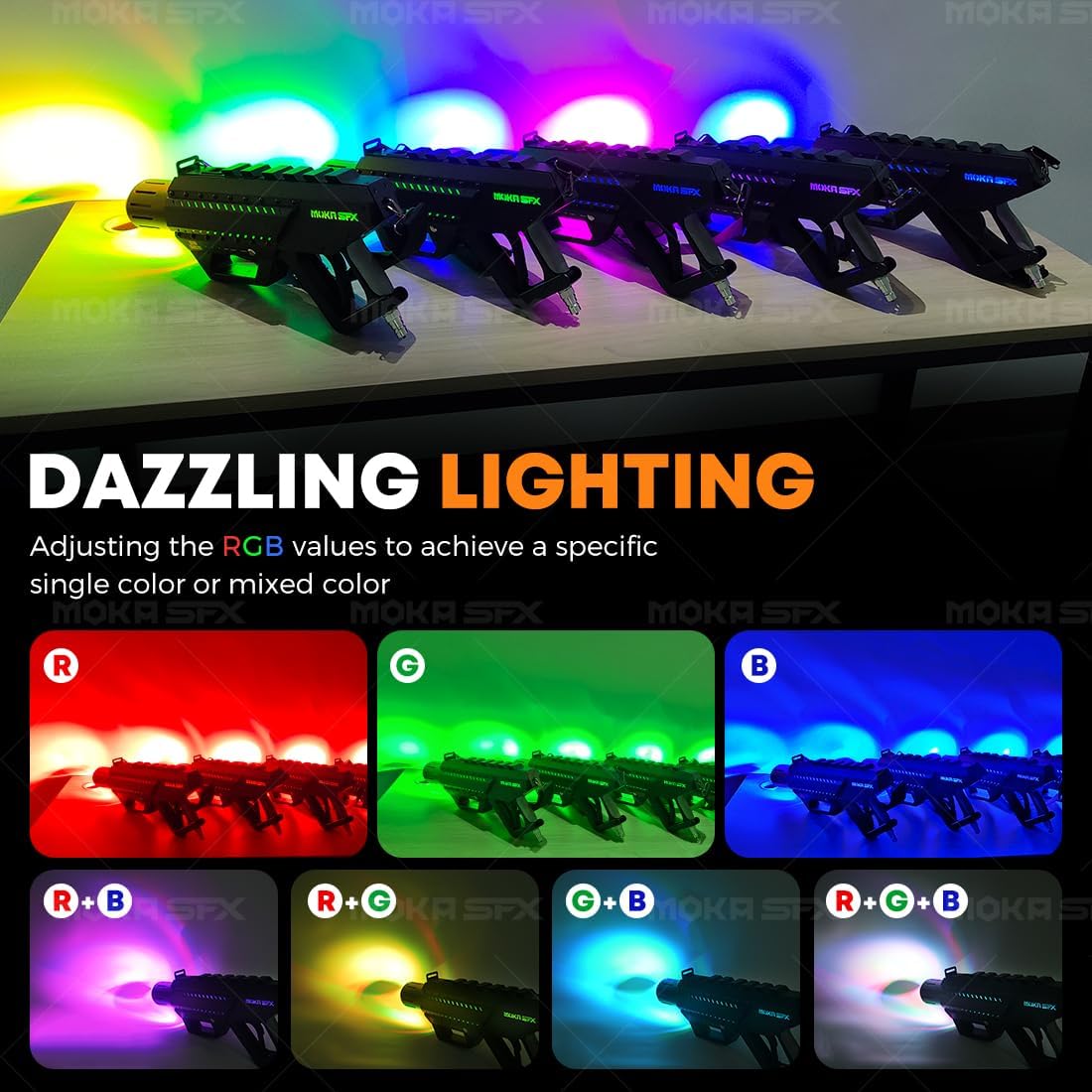 MOKA SFX Handheld CO2 Cannon with LED Lights Co2 Jet Machine with Sling 10ft Hose Stage Effect Machine for DJ Nightclub Wedding Party Live Show Special FX