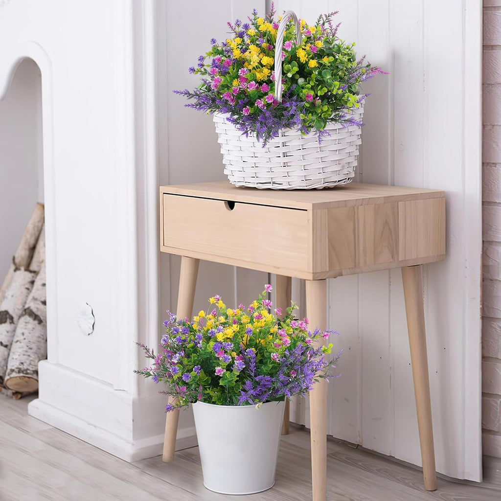 Hananona 12 Pcs Artificial Flowers Outdoor, Faux Artificial Plants UV Resistant Plastic Flower Bulk for Hanging Planter Porch Window Home Wedding Fall Summer Decor (12, Multiple Color)