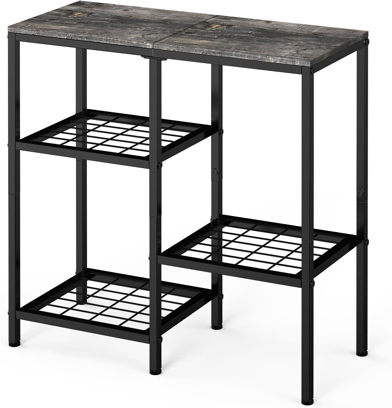 YBING Fish Tank Stand, 20 Gallon Aquarium Stand with Shelf, Metal Turtle Reptile Tank Stand, with 3 Small Mesh Shelves, 330 LBS Capacity Gray