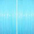 2 Pack Pastel Blue Tinsel Foil Fringe Curtains, Blue Party Decorations, Metallic Tinsel Party Streamers Backdrop for Birthday Baby Shower Gender Reveal Wedding Party Decorations